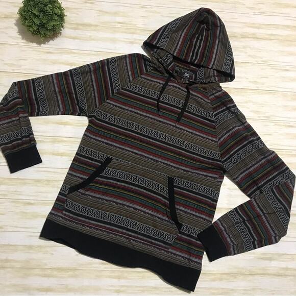 Beautiful Giant Colorful Striped Southwestern Western Pullover Hoodie Medium - Picture 1 of 3